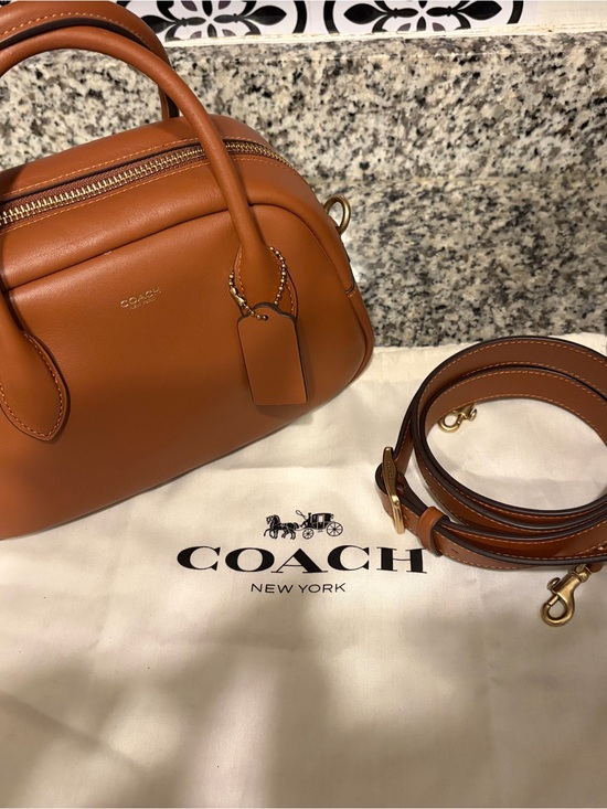 Coach Handbags - Coach Tan Leather Dome Satchel with Detachable Strap